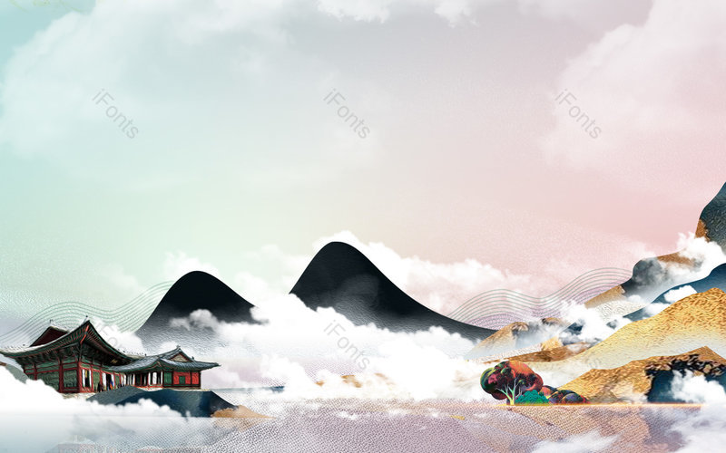 中国风唯美意境山水装饰背景设计,插画/手绘图,插画/手绘图库,插画/手绘图下载,插画/手绘